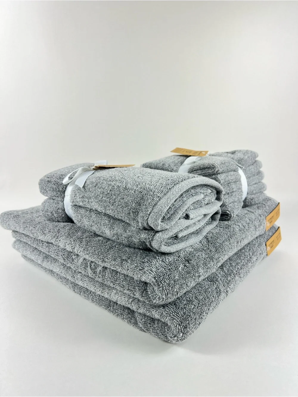 Common Thread Bamboo Bath Towel Set Medium Grey Eco Melange 9 Pc NEW